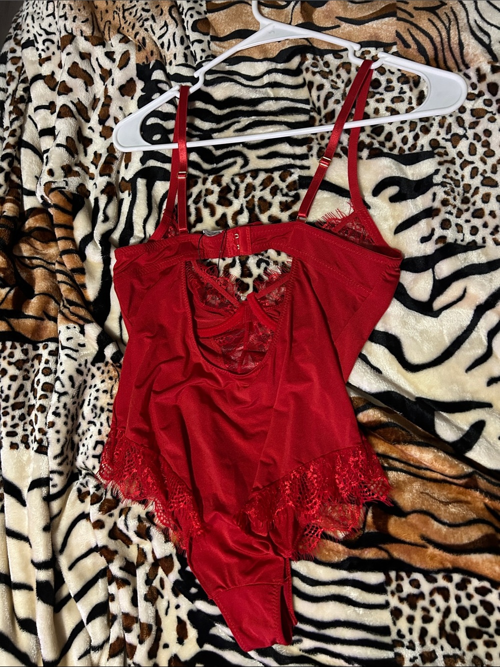 Fashion Nova Red Lace-Trim Bodysuit - Women Intimates & Sleepwear - Picture 4 of 4